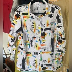 Peck & Peck Multicolor Abstract Cotton Top Size XL